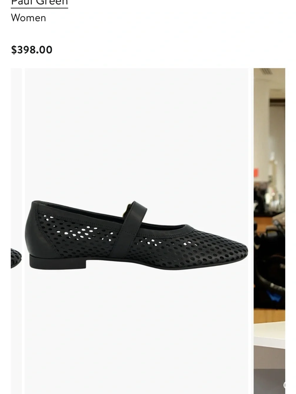 Paul Green Black Perforated Mary Jane with Gold Buckle
